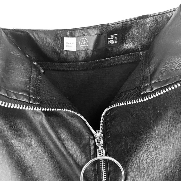 Missguided Skirt Womens Small Black Faux Leather Zip Up - Picture 3 of 5